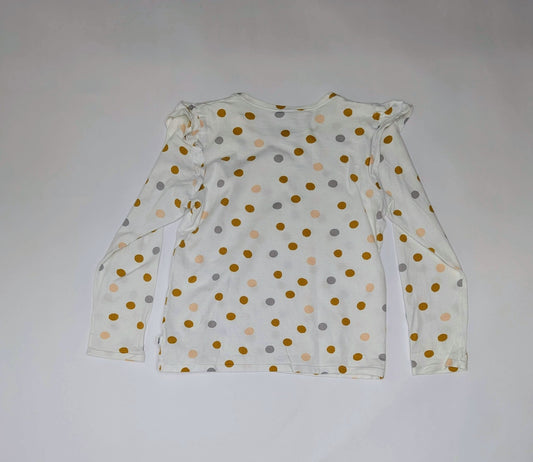 Calida Top / T-shirt 140-146 White with multicolored polka dots (brown, pink, gray, beige)