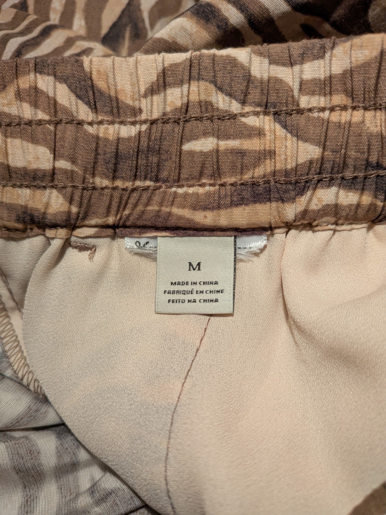Scotch & Soda Pants M Beige with black and brown tiger stripe pattern