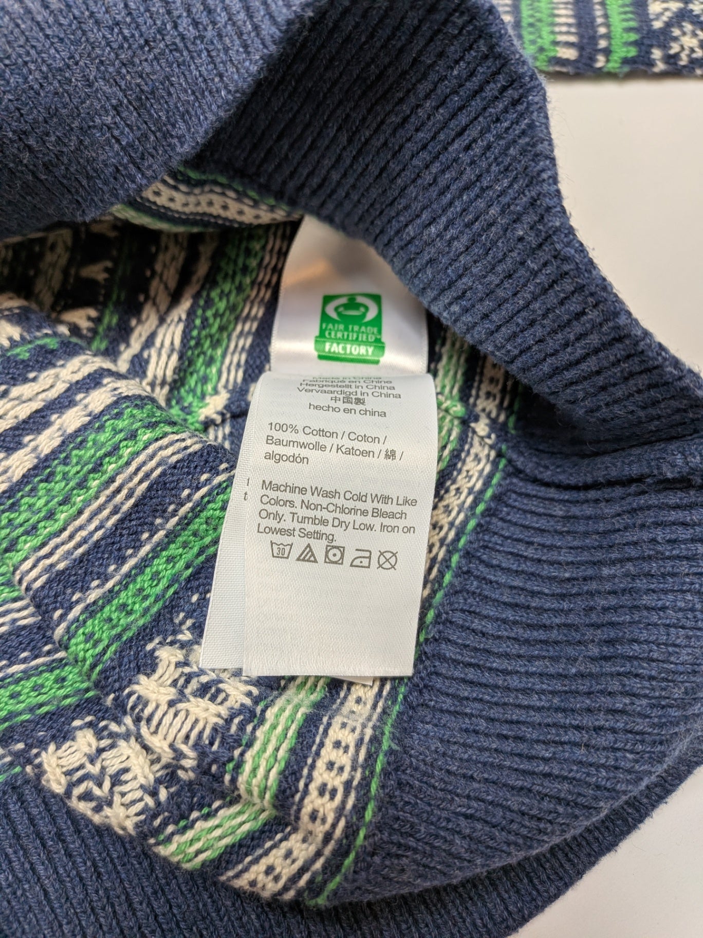 Crewcuts Sweater 6-7 Navy blue, green, white, black (multicolored pattern)