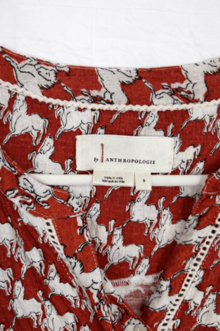 Anthropologie Blouse S Red and white