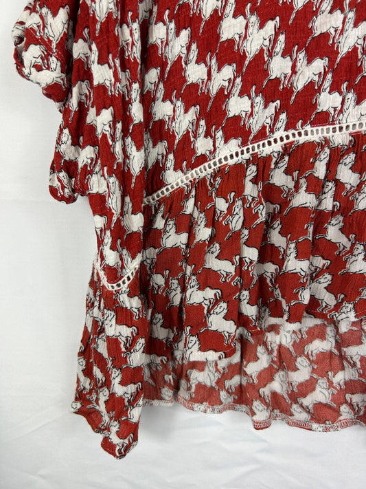 Anthropologie Blouse S Red and white