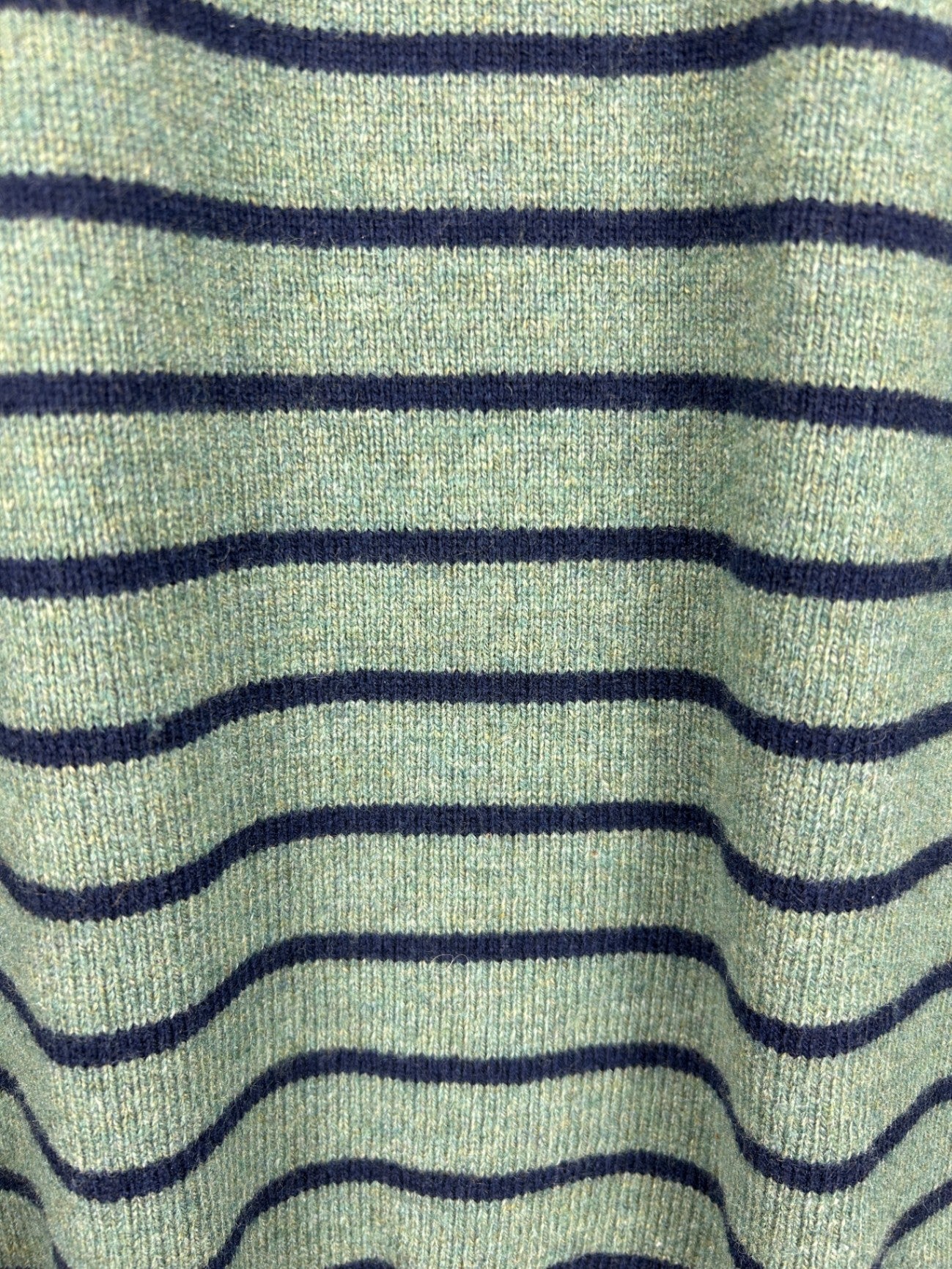J. Crew Sweater L Green with navy blue stripes