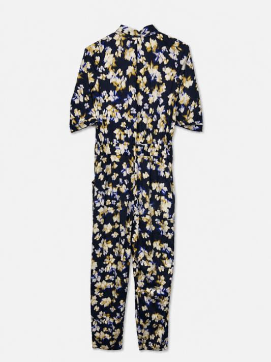 Atmosphere Jumpsuit 32 Navy blue with white and khaki pattern