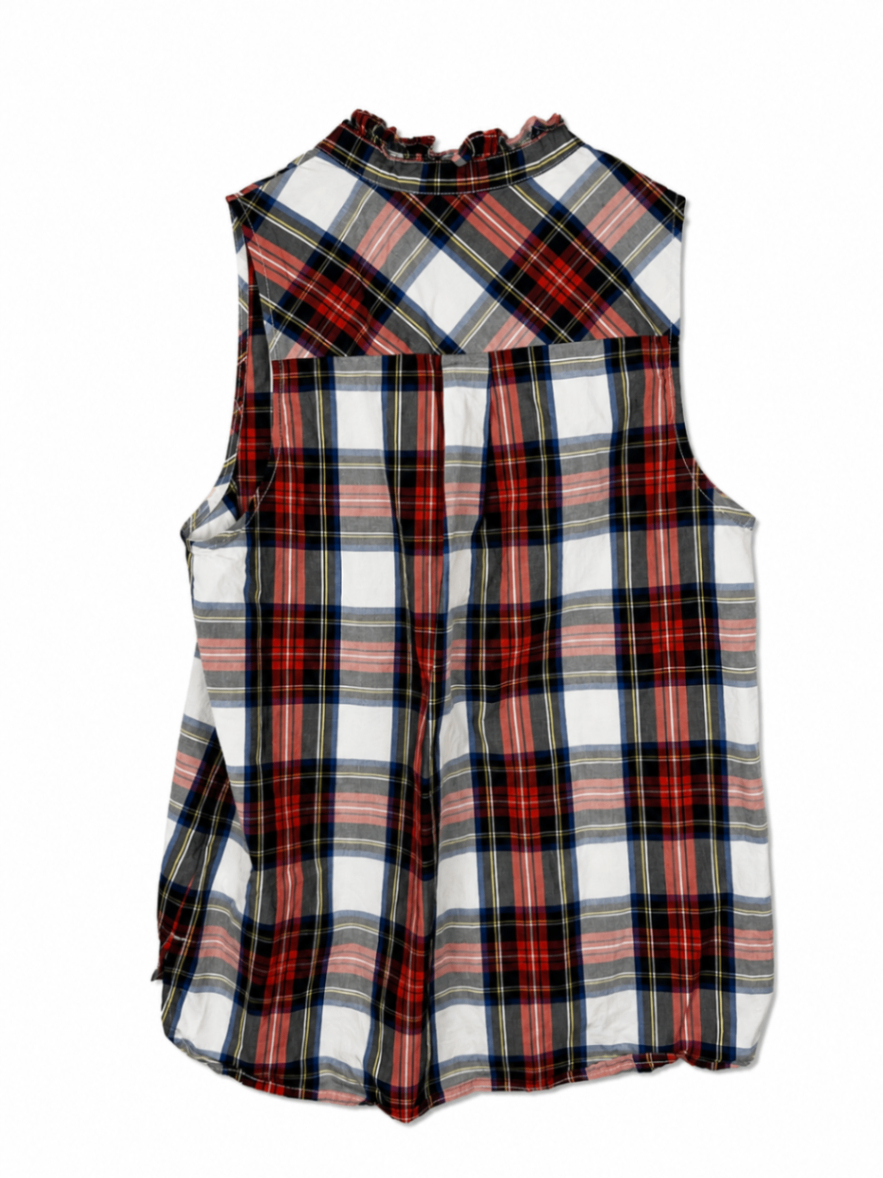 J.Crew Tank Top 6 Navy blue with red, yellow, and white plaid pattern