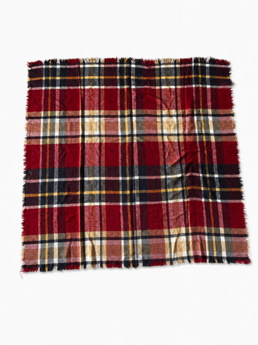 Knit Plaid Scarf Red, black, white, yellow