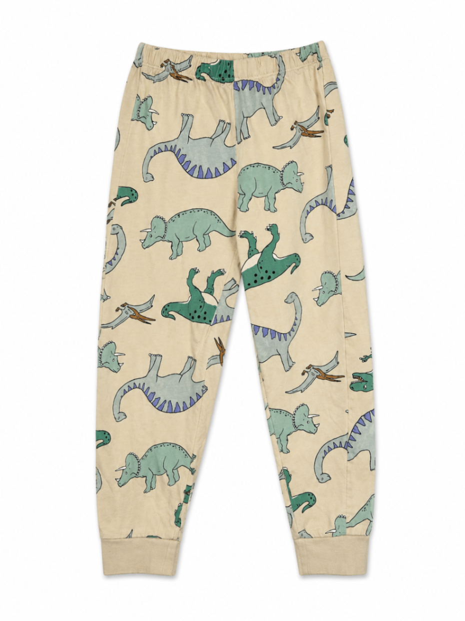 Lindex Pajamas 110 Beige with multicolor dinosaur print