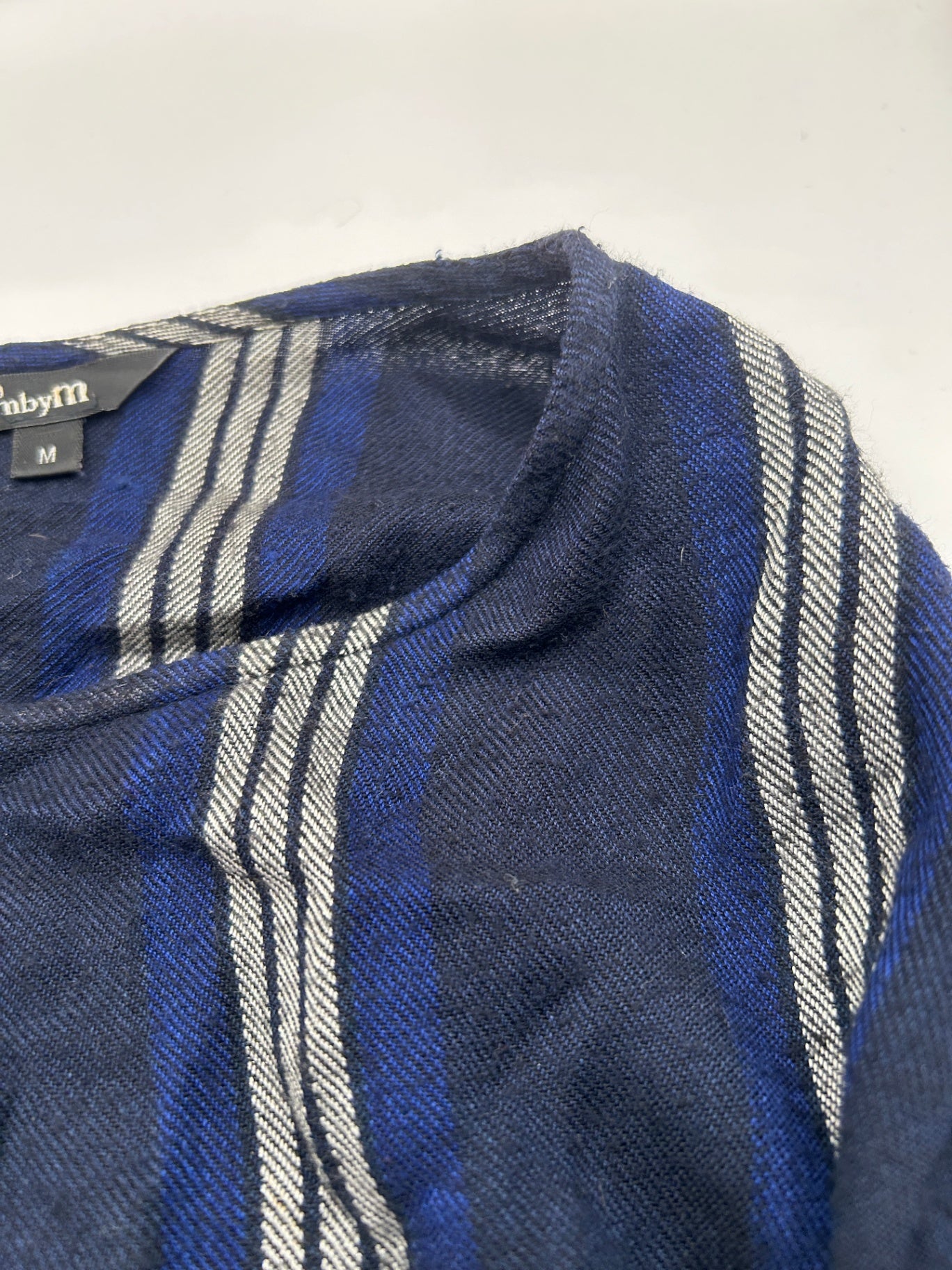 mbyM Dress shirt M Navy blue with white and light grey stripes