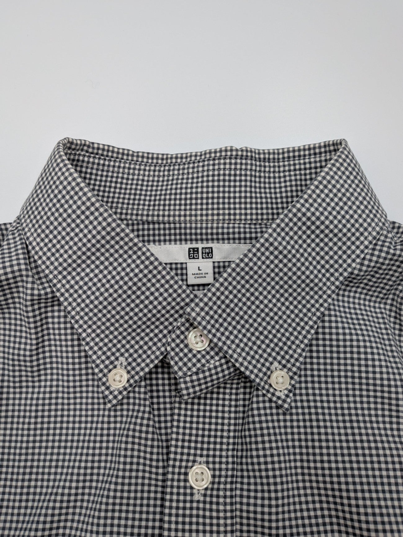 Uniqlo Shirt L Black and White Check
