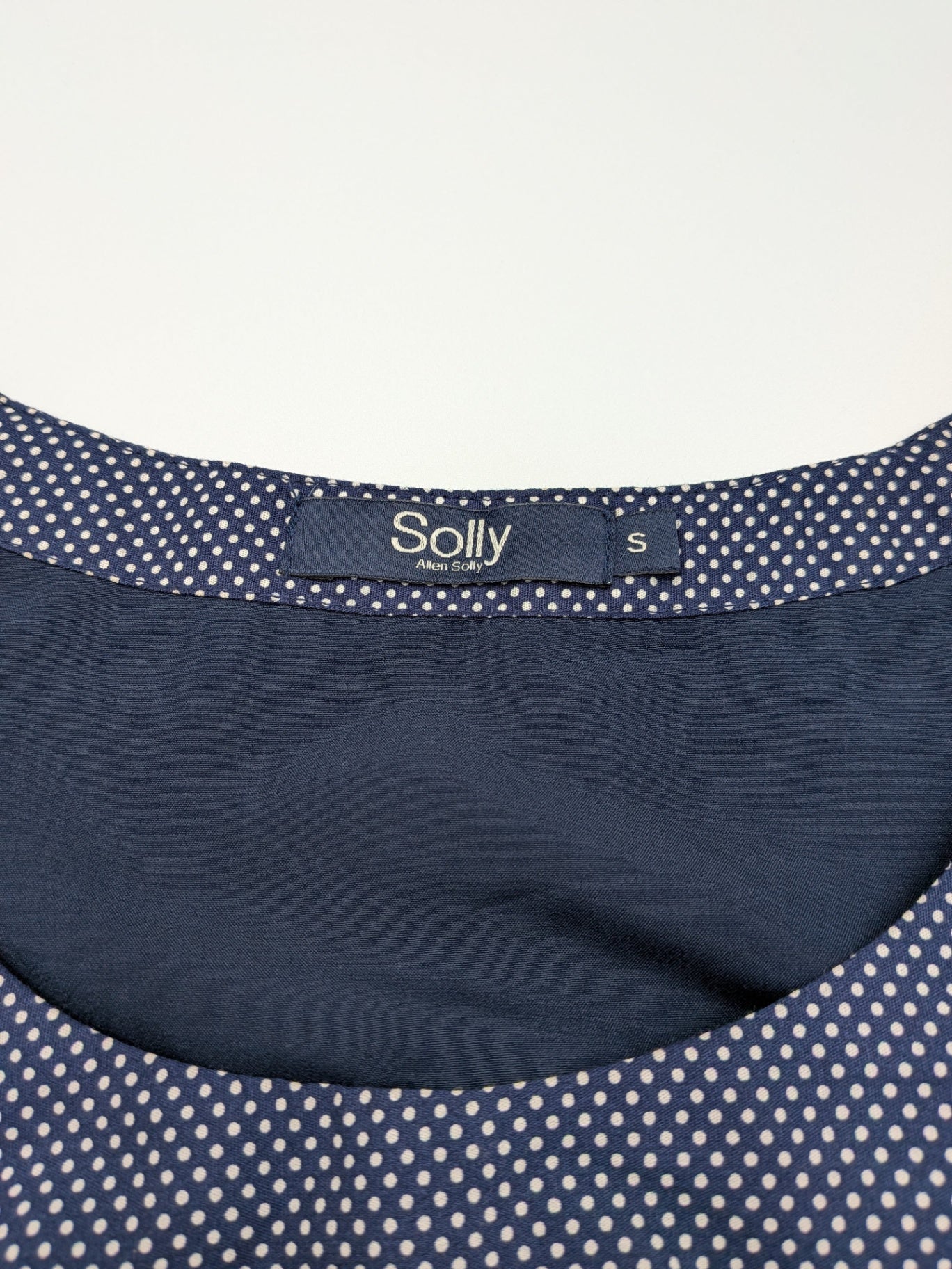 Allen Solly Dress S Navy Blue with White Polka Dots