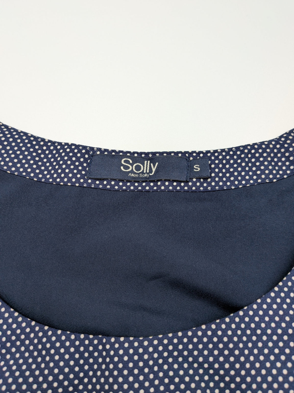 Allen Solly Dress S Navy Blue with White Polka Dots