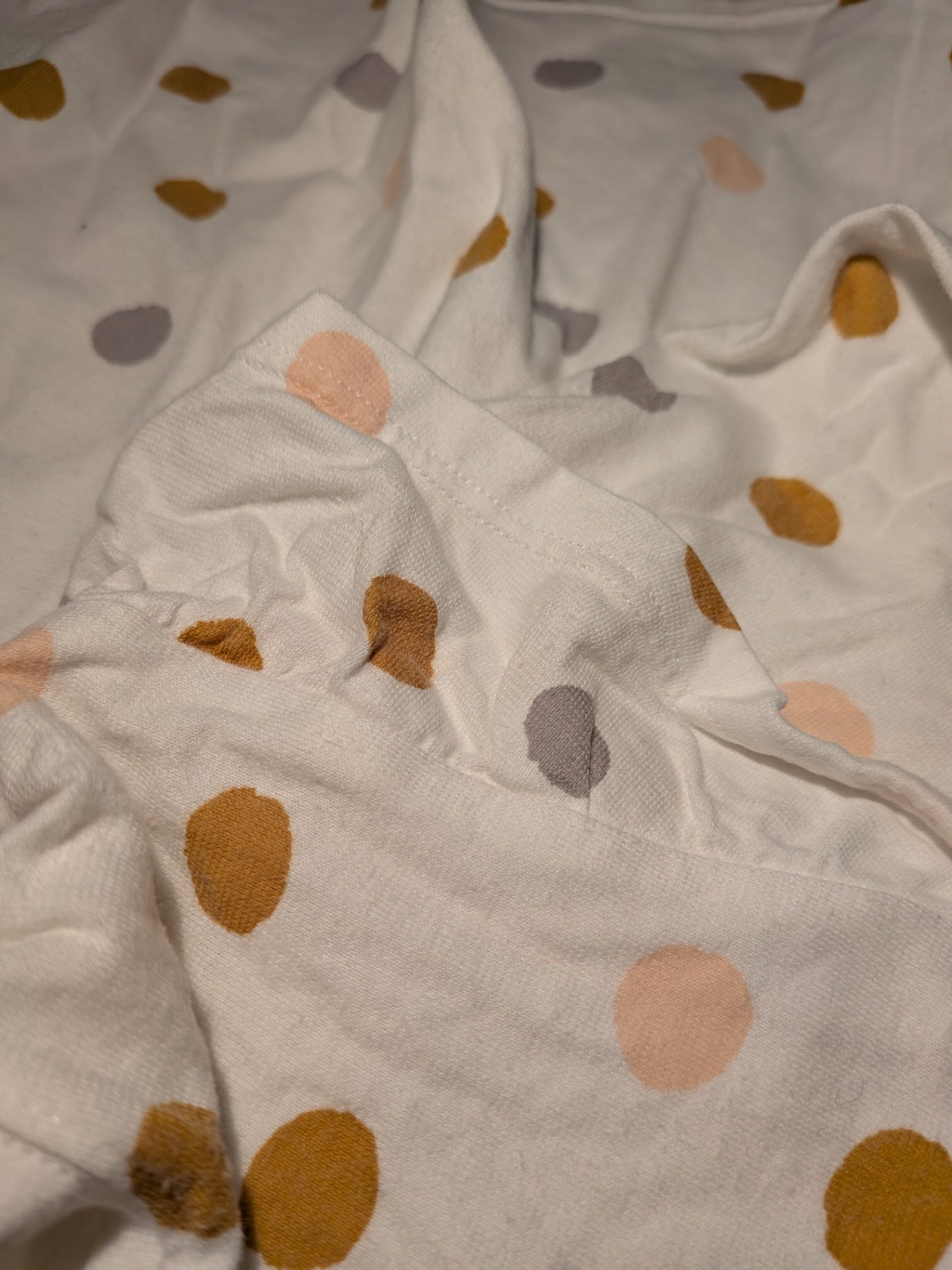 Calida Top / T-shirt 140-146 White with multicolored polka dots (brown, pink, gray, beige)