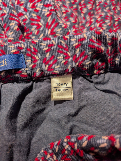 Okaidi Skirt 140cm Navy Blue with Red and White Pattern