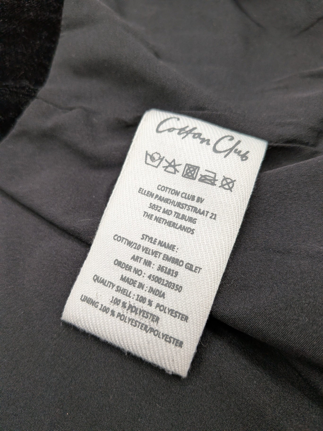 Cotton Club Vest M - Medium Black and Gold
