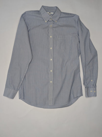 Uniqlo Shirt L Light Blue and White Stripes