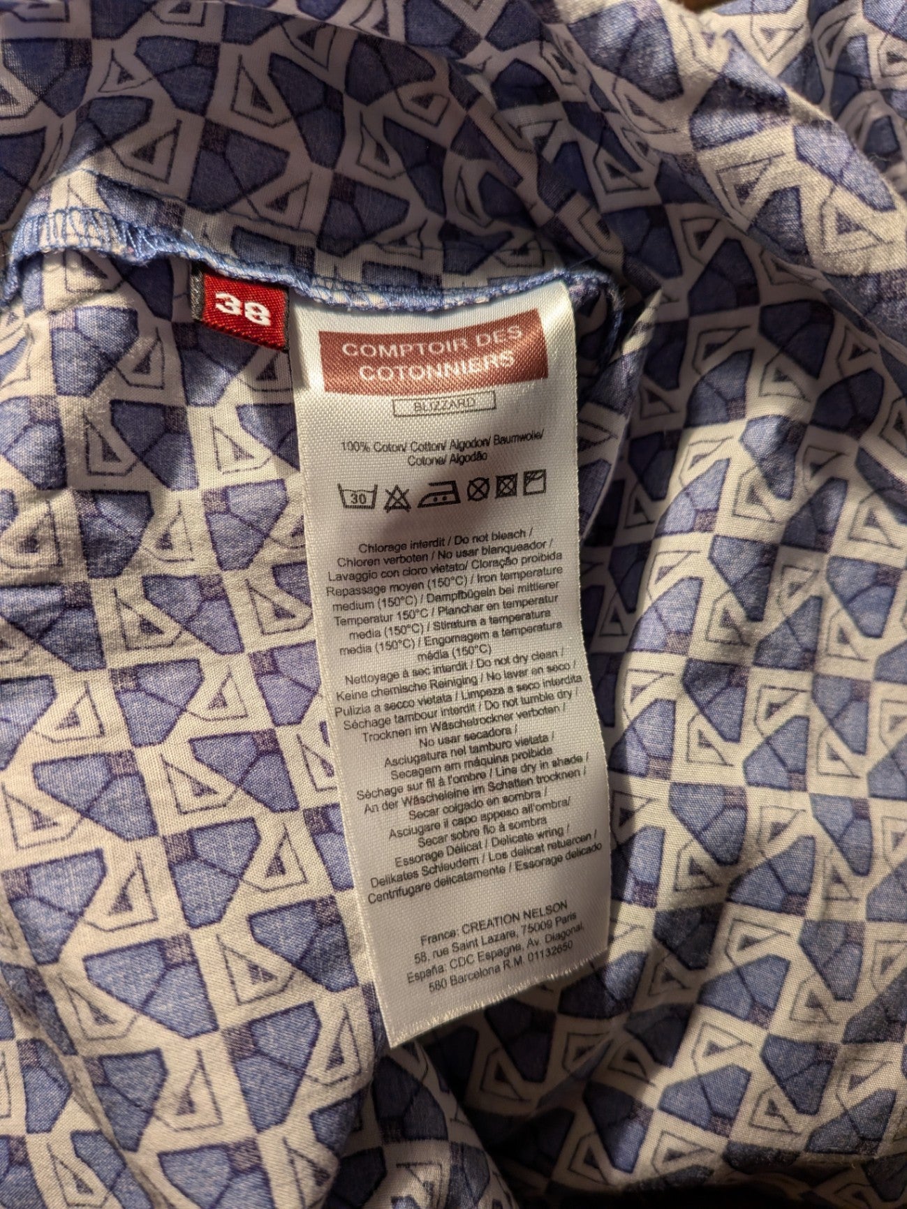 Comptoir Des Cotonniers Blouse 38 Blue and cream
