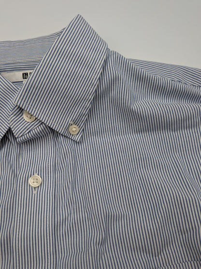 Uniqlo Shirt L Light Blue and White Stripes