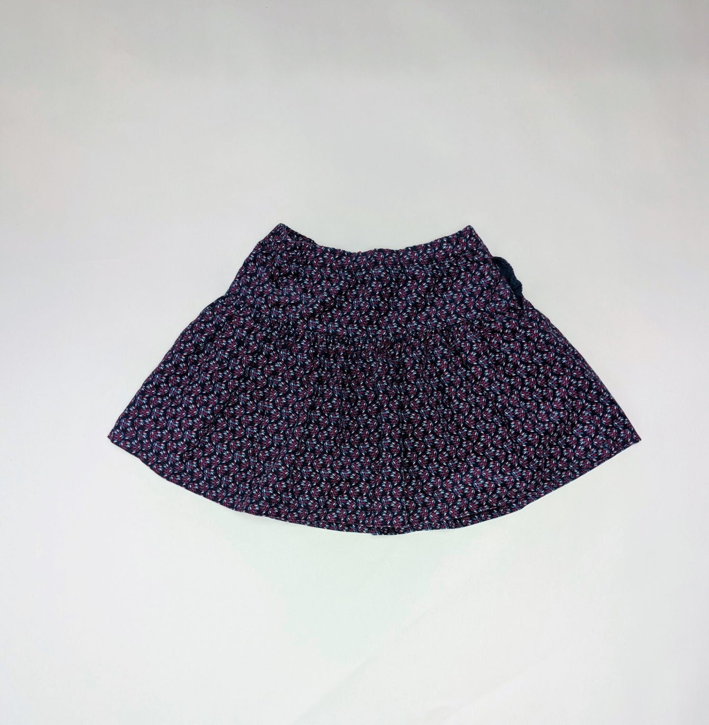 Okaidi Skirt 140cm Navy Blue with Red and White Pattern
