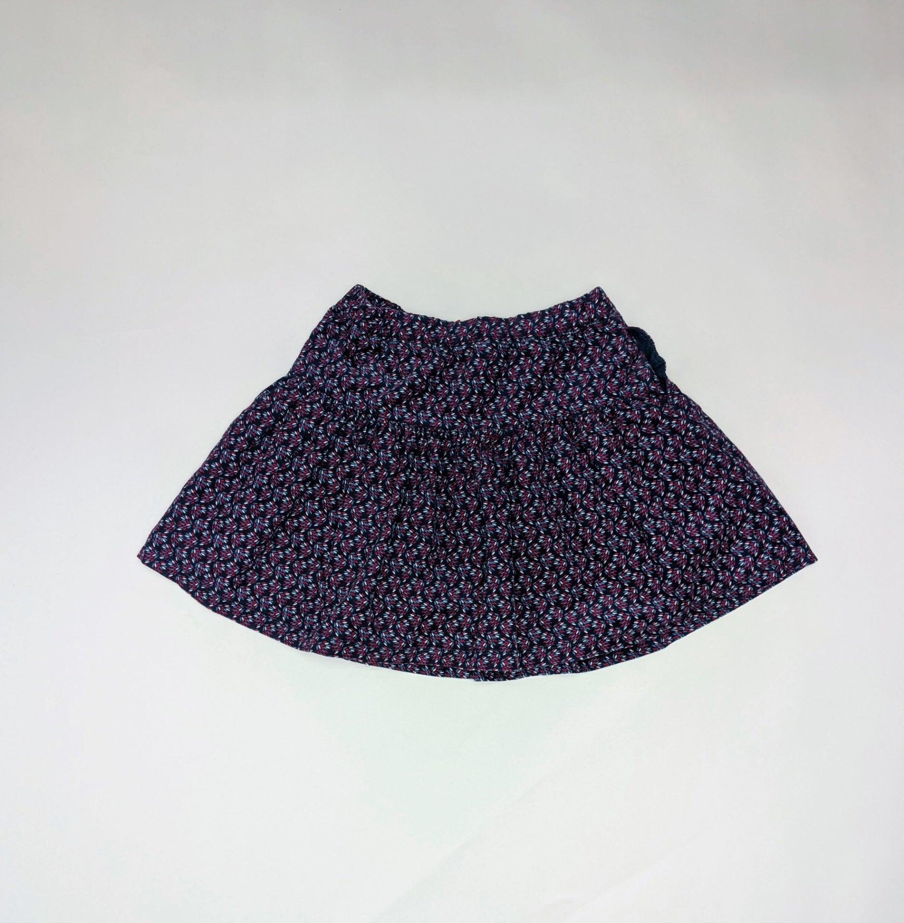 Okaidi Skirt 140cm Navy Blue with Red and White Pattern