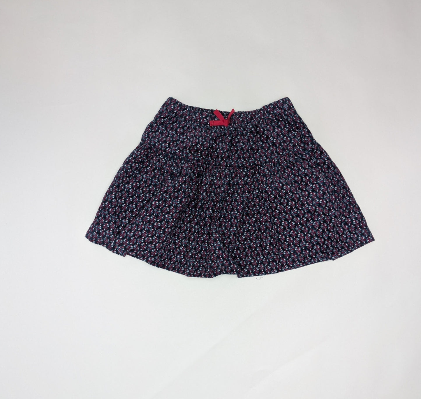 Okaidi Skirt 140cm Navy Blue with Red and White Pattern