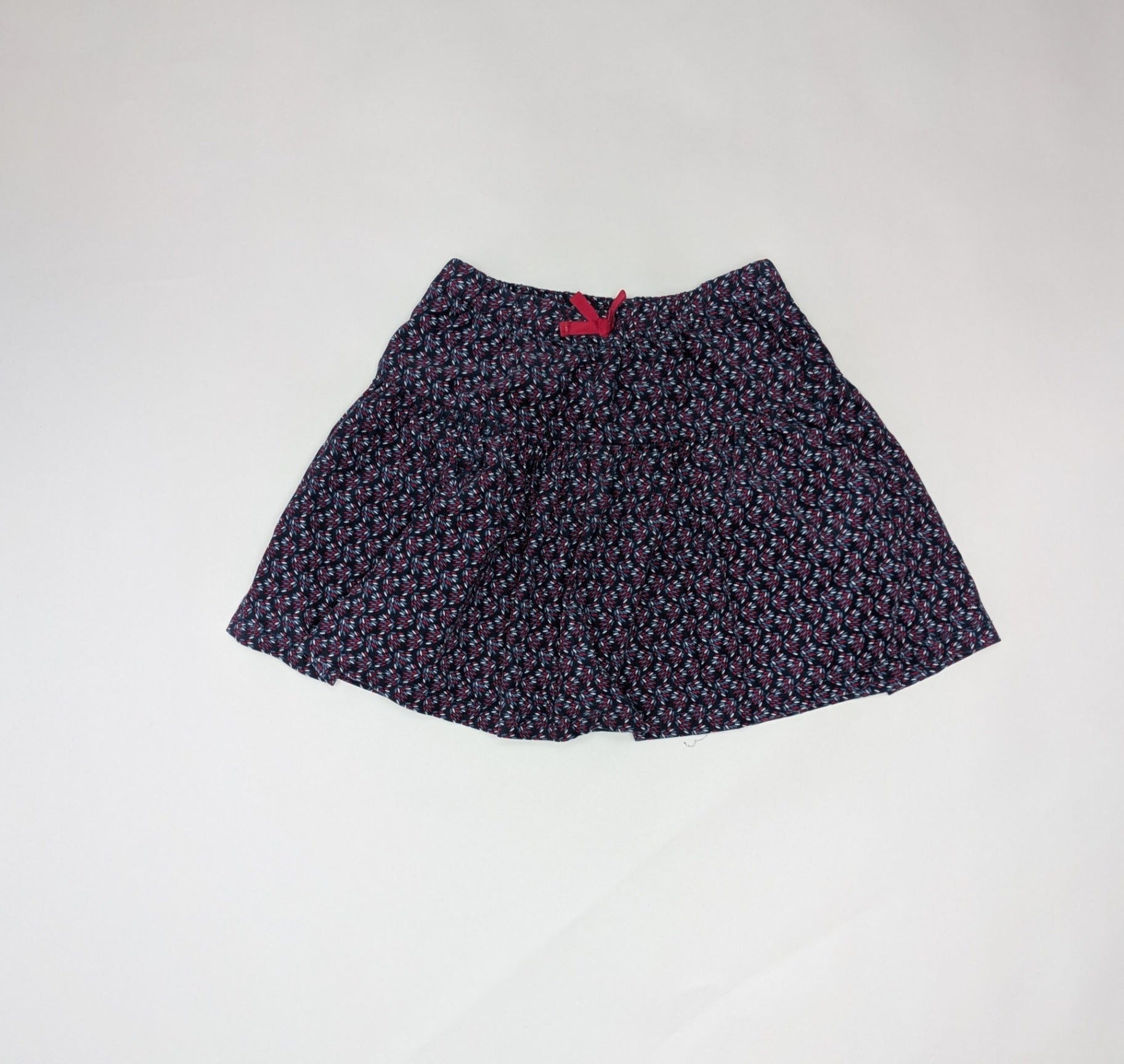 Okaidi Skirt 140cm Navy Blue with Red and White Pattern