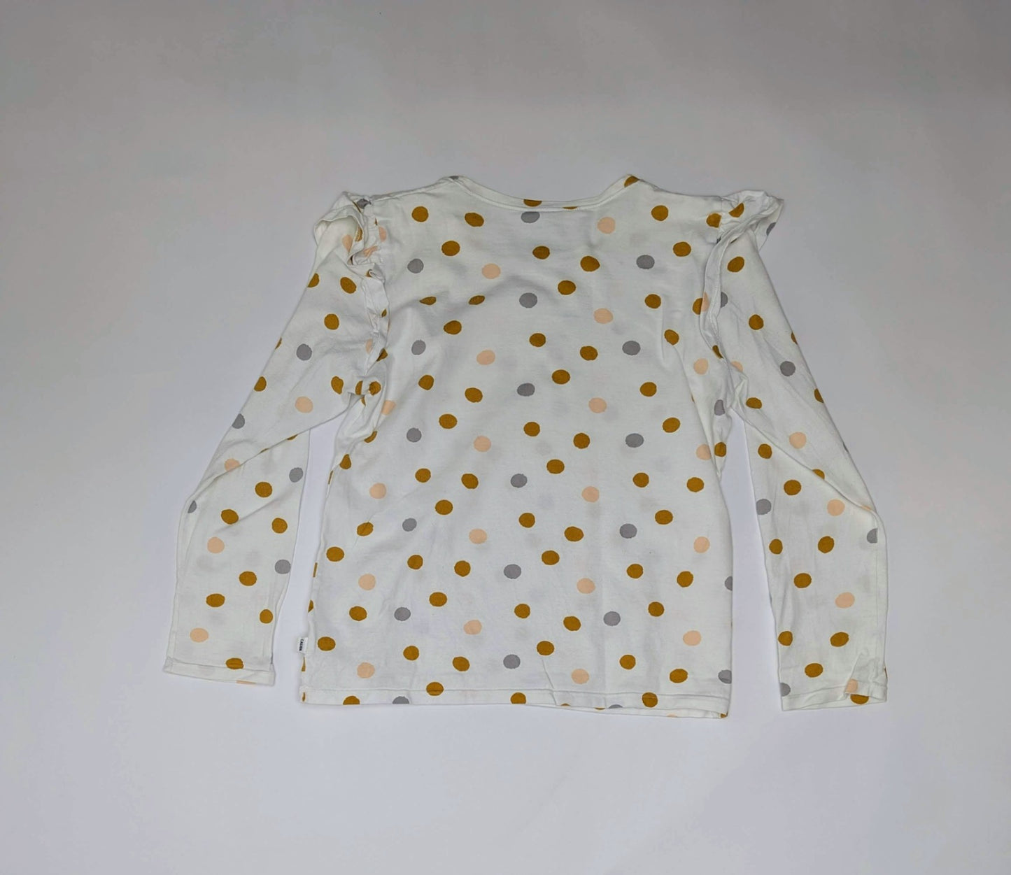 Calida Top / T-shirt 140-146 White with multicolored polka dots (brown, pink, gray, beige)