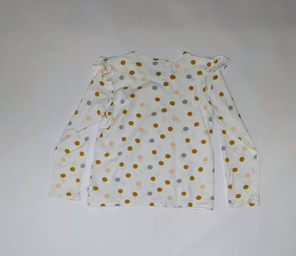 Calida Top / T-shirt 140-146 White with multicolored polka dots (brown, pink, gray, beige)