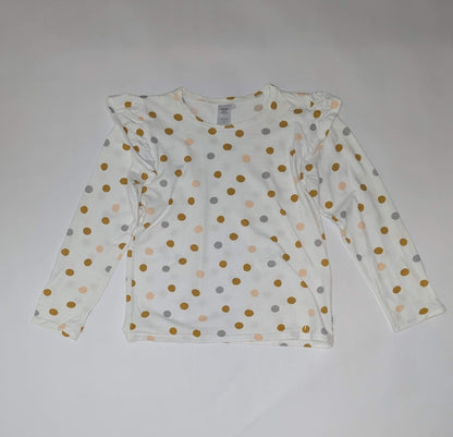 Calida Top / T-shirt 140-146 White with multicolored polka dots (brown, pink, gray, beige)