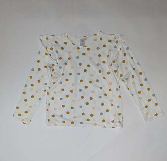 Calida Top / T-shirt 140-146 White with multicolored polka dots (brown, pink, gray, beige)