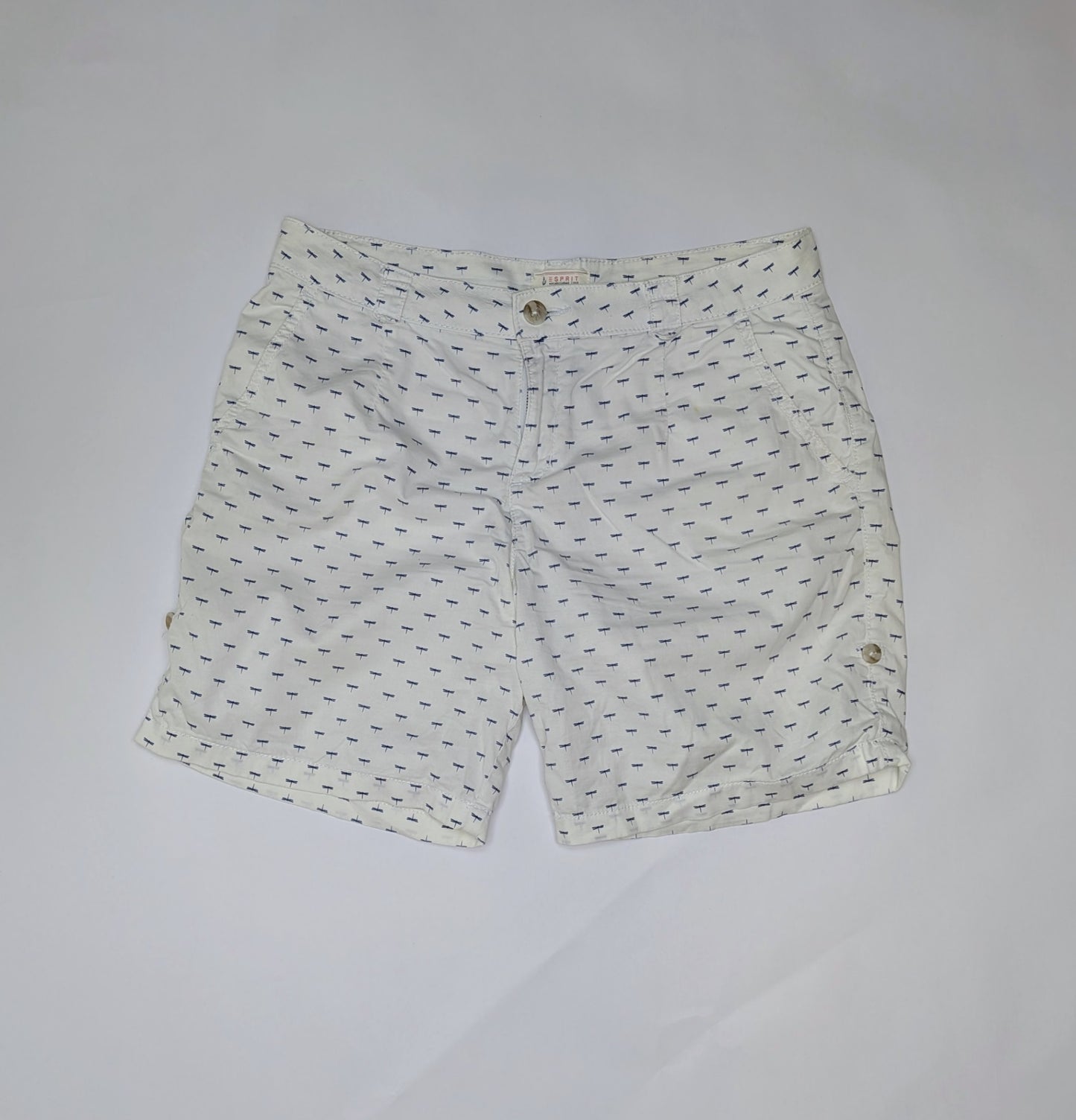 Esprit Shorts 38 White with navy blue pattern