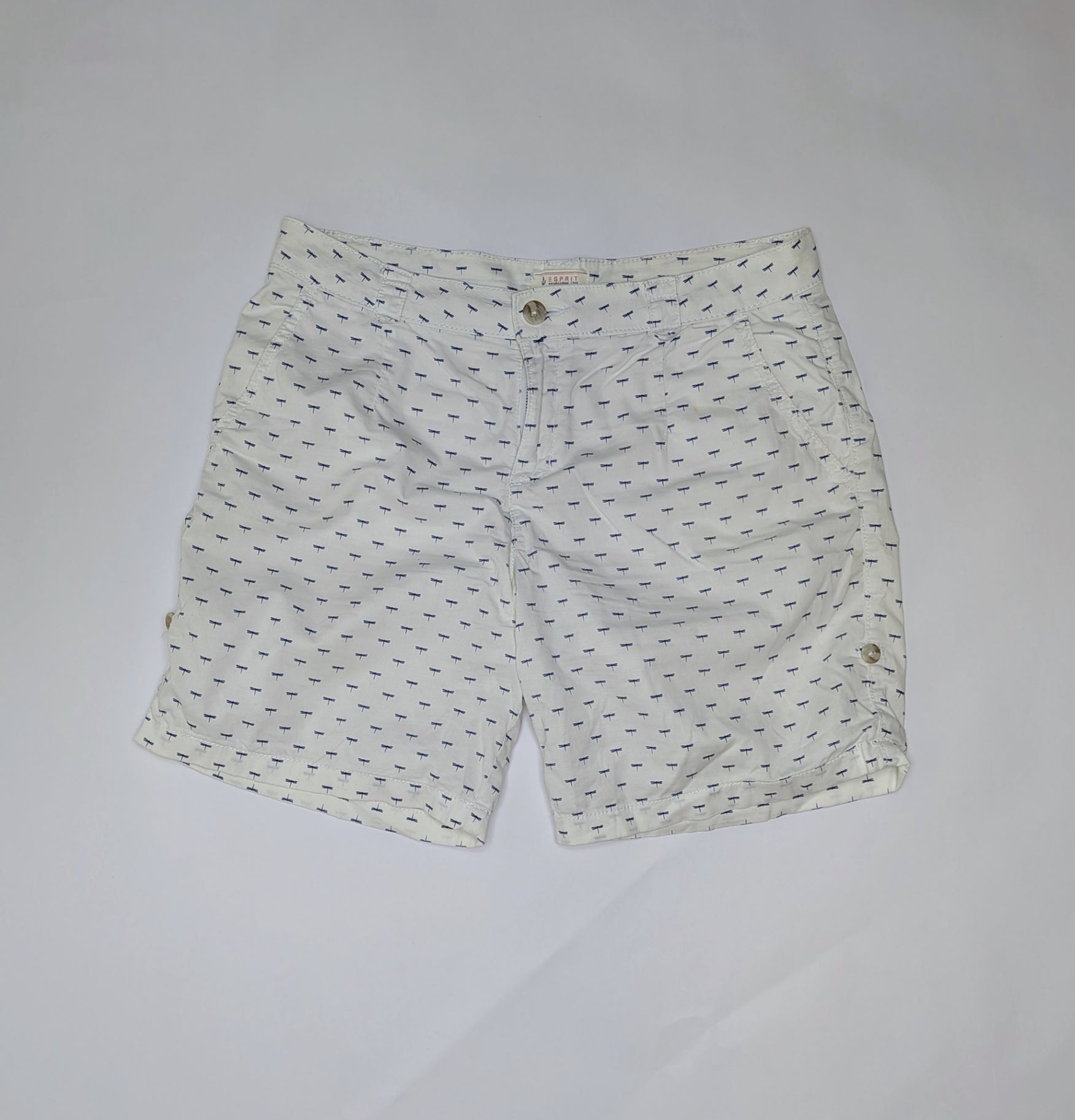 Esprit Shorts 38 White with navy blue pattern