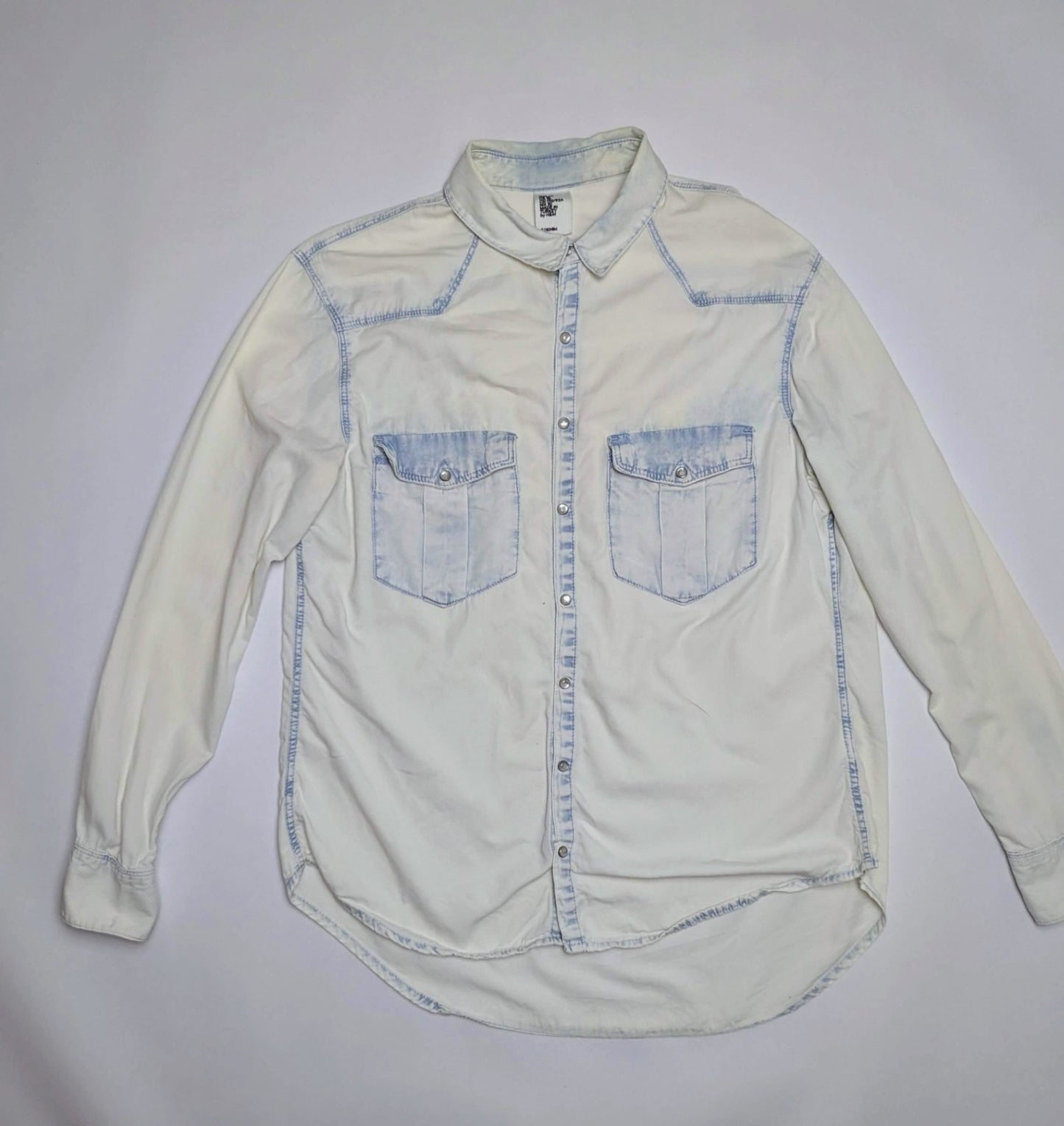 H&M Shirt 40 Off-white/Light washed
