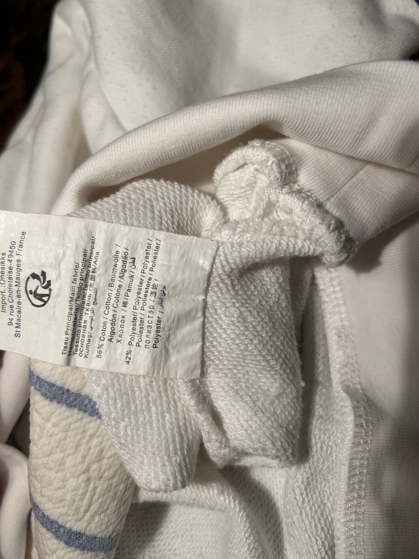 IKKS Sweatshirt XXS White with navy blue and beige accents