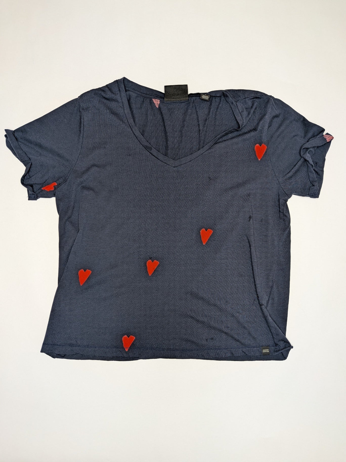 Scotch & Soda T-Shirt S Navy Blue with Red Hearts