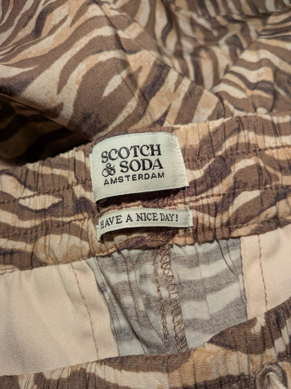 Scotch & Soda Pants M Beige with black and brown tiger stripe pattern