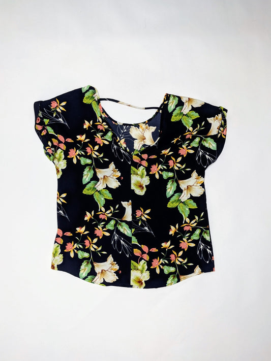 Jacqueline de Yong Blouse 36 Black with multicolored floral pattern