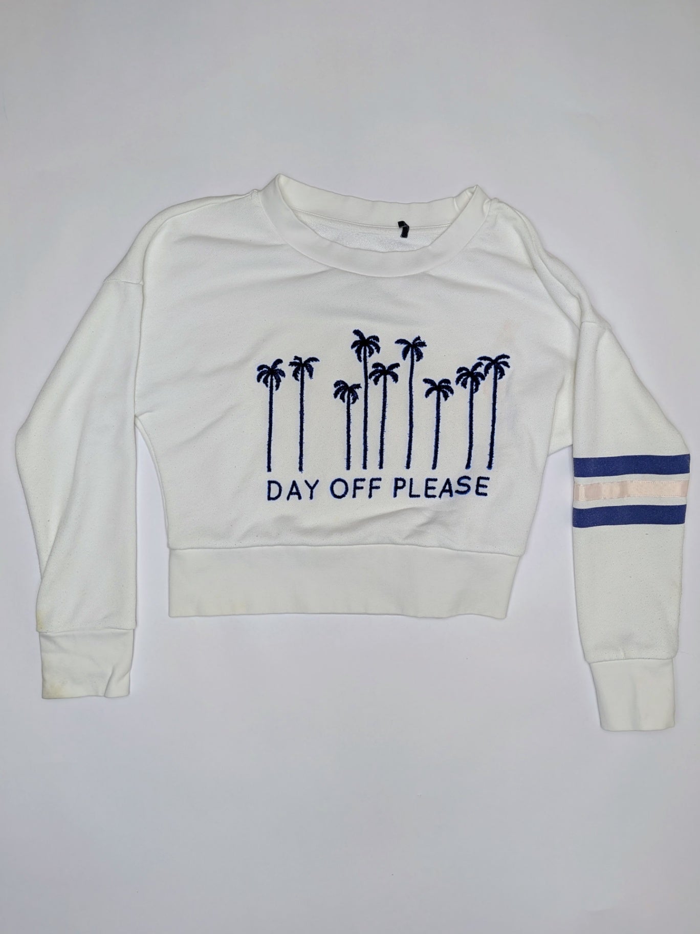 IKKS Sweatshirt XXS White with navy blue and beige accents