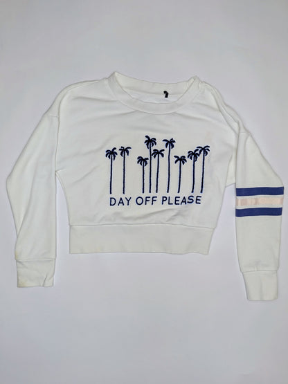 IKKS Sweatshirt XXS White with navy blue and beige accents