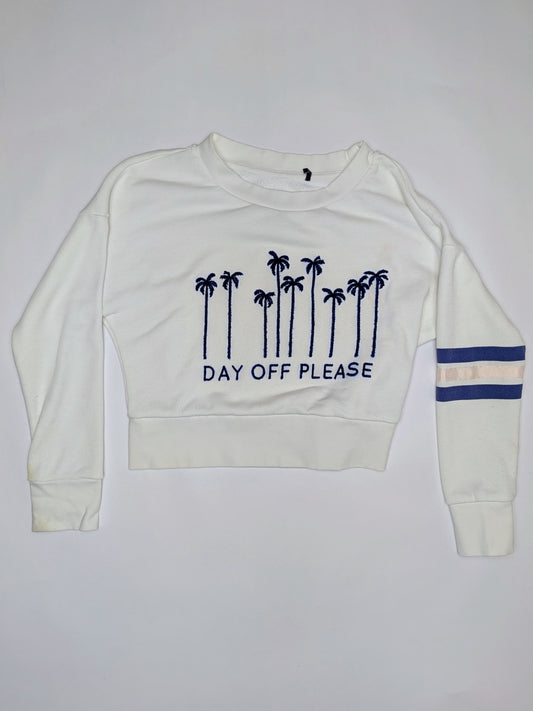 IKKS Sweatshirt XXS White with navy blue and beige accents