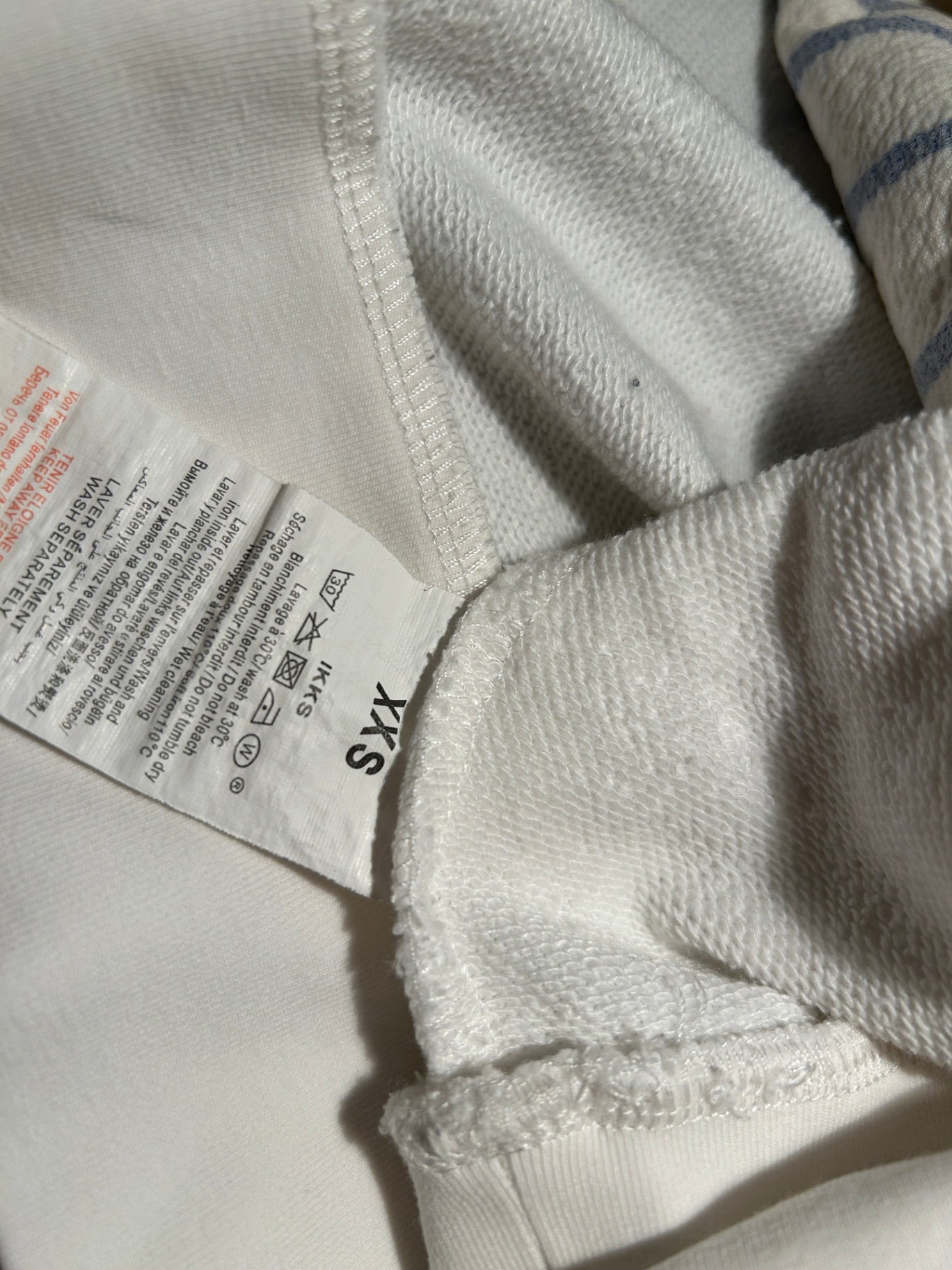 IKKS Sweatshirt XXS White with navy blue and beige accents