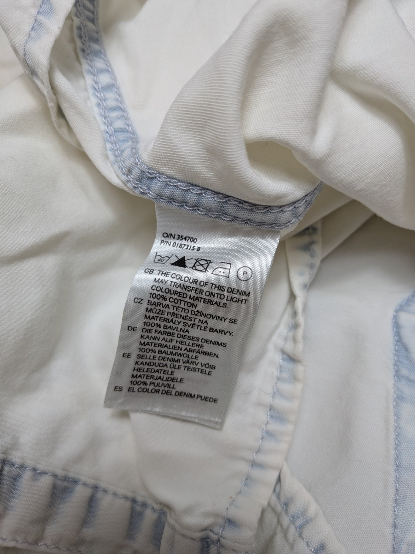 H&M Shirt 40 Off-white/Light washed