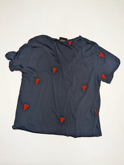 Scotch & Soda T-Shirt S Navy Blue with Red Hearts