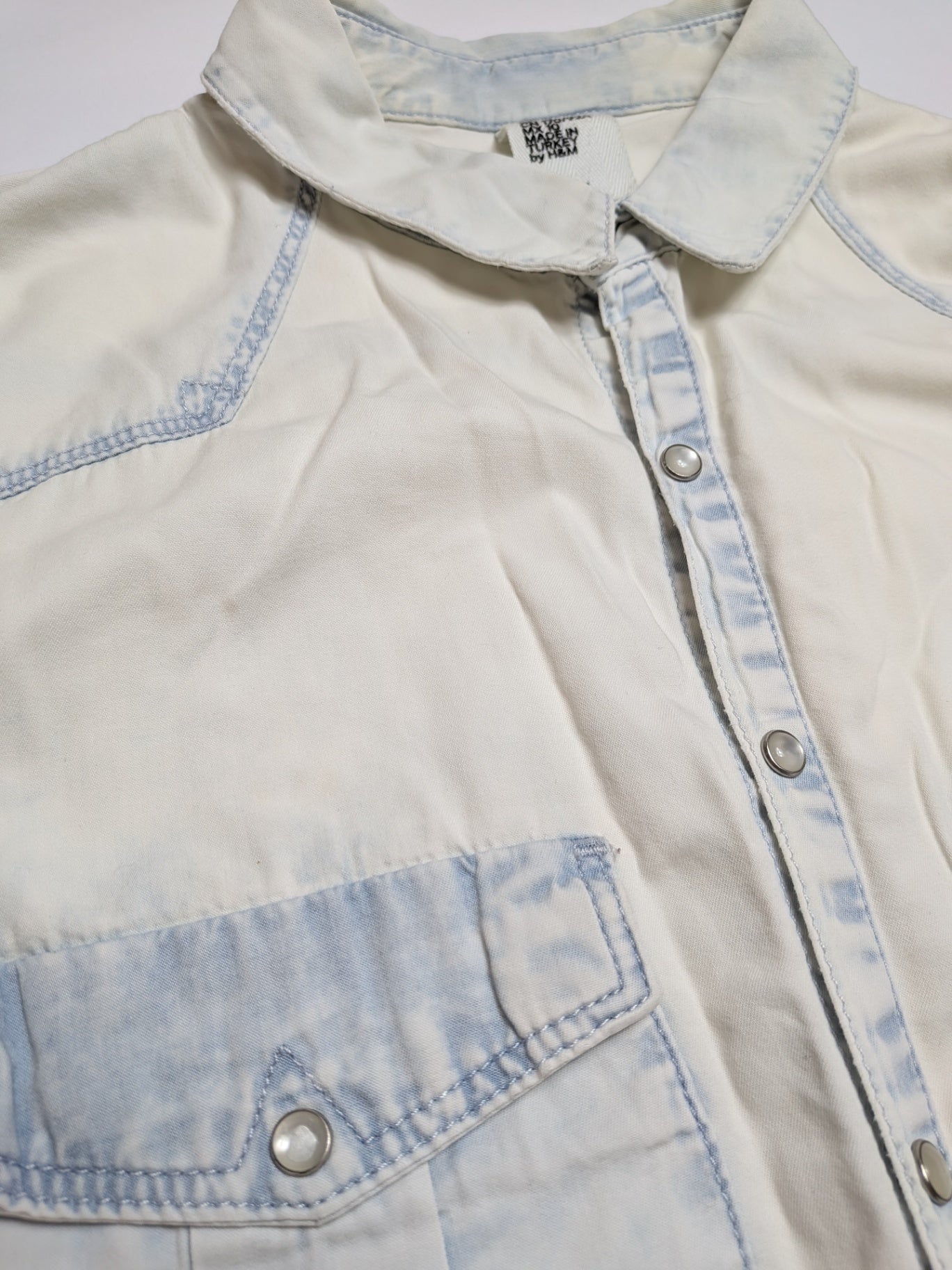 H&M Shirt 40 Off-white/Light washed