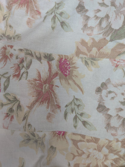 H&M Blouse 36 Cream with floral pattern in pink, green, and beige