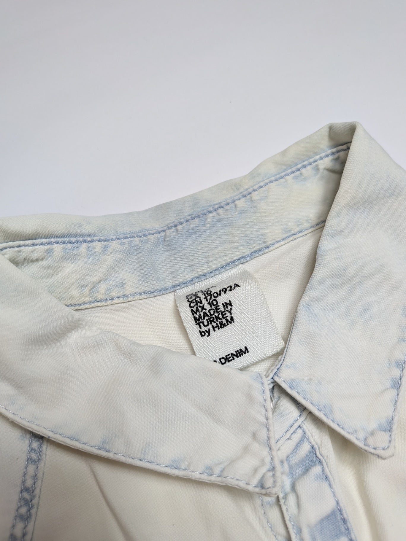 H&M Shirt 40 Off-white/Light washed