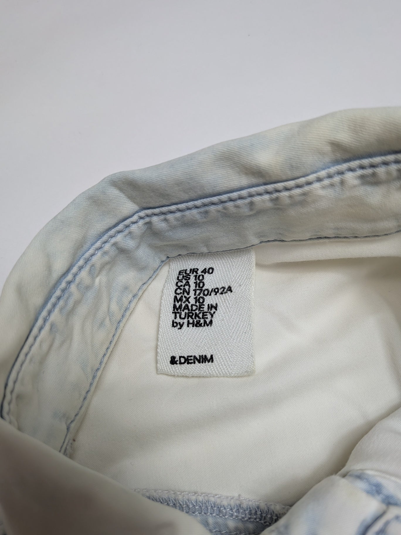 H&M Shirt 40 Off-white/Light washed
