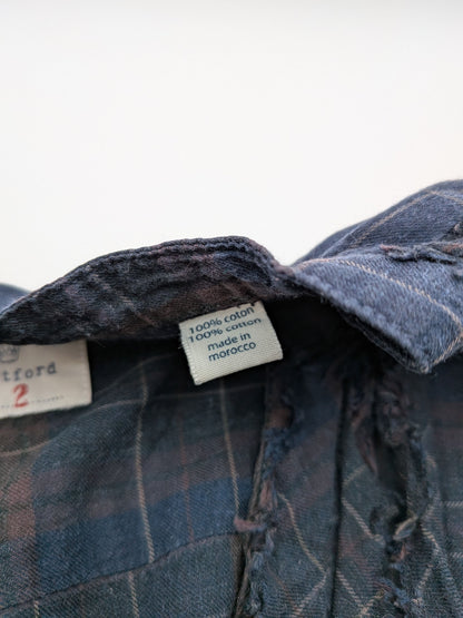 Hartford Shirt 2 Dark blue with brown and green plaid patterns