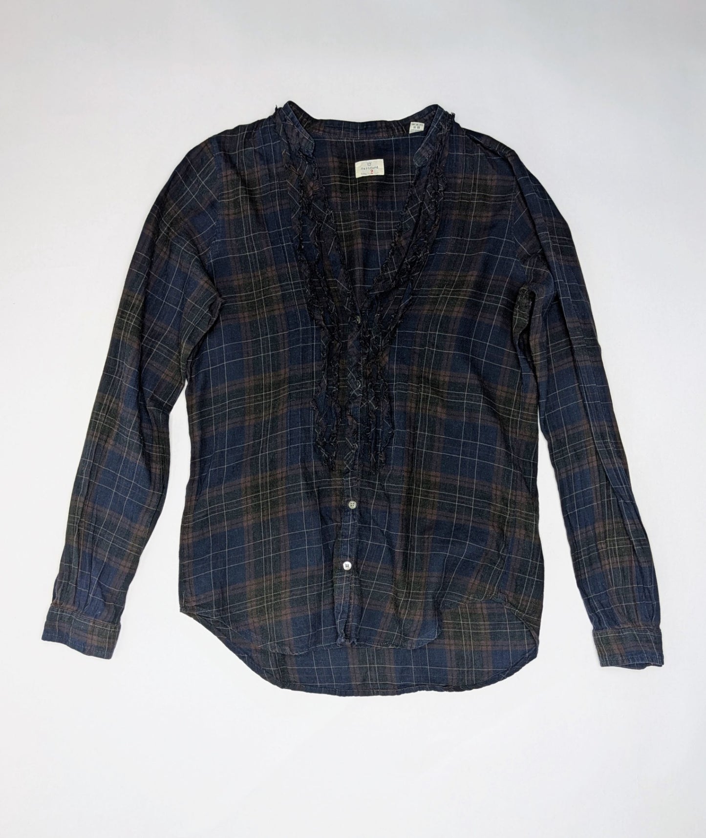 Hartford Shirt 2 Dark blue with brown and green plaid patterns