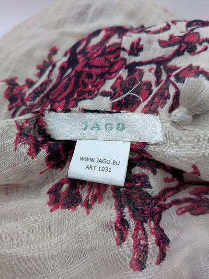 JAGO Scarf Cream with pink and black floral print