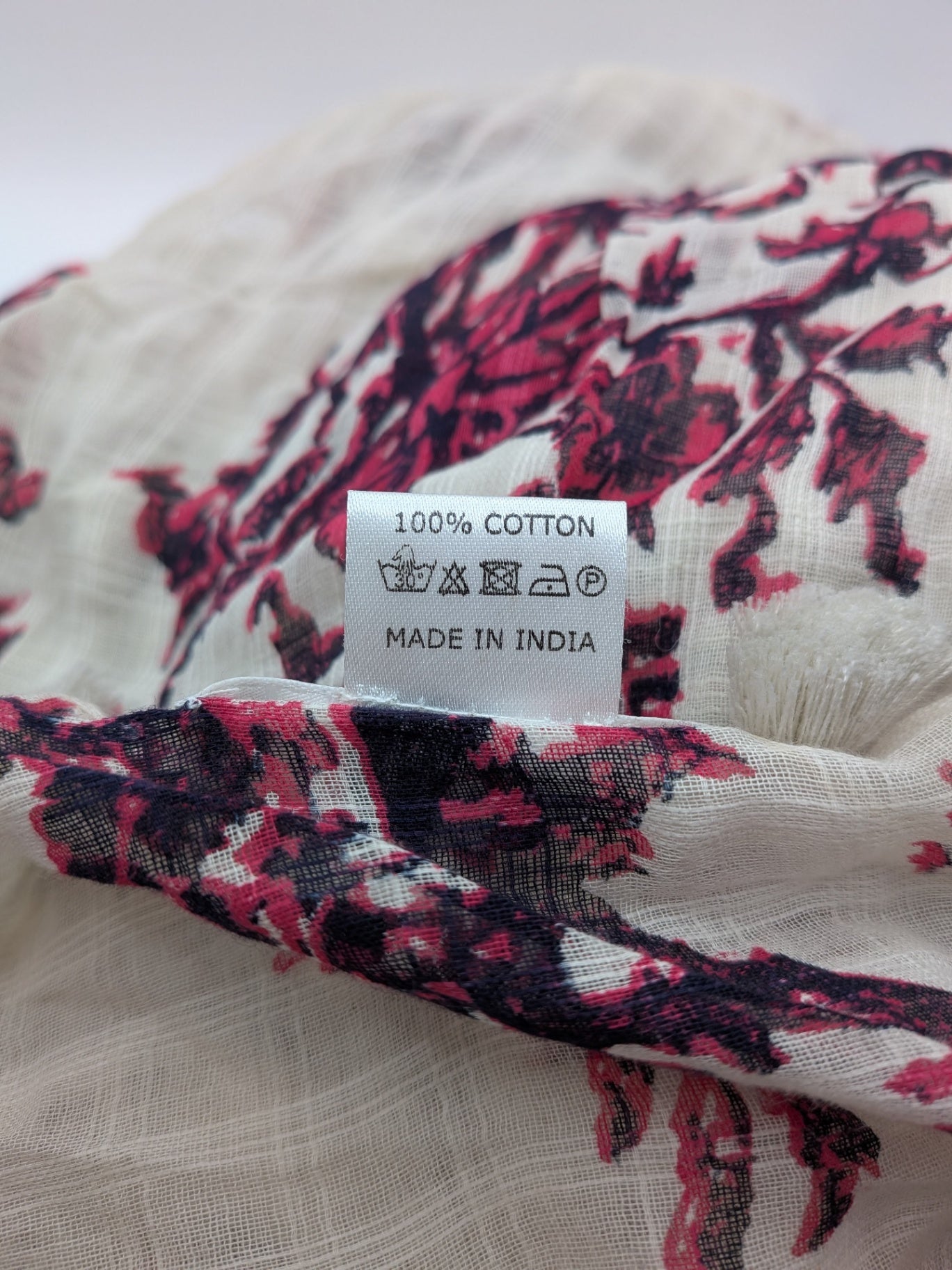 JAGO Scarf Cream with pink and black floral print