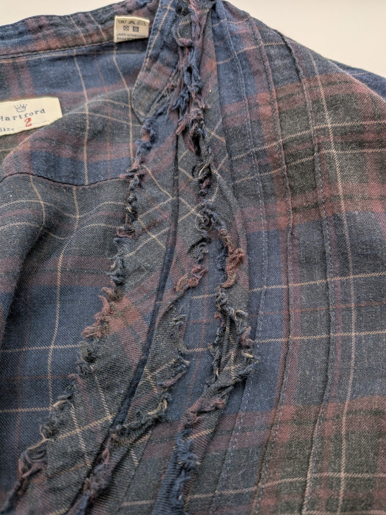 Hartford Shirt 2 Dark blue with brown and green plaid patterns